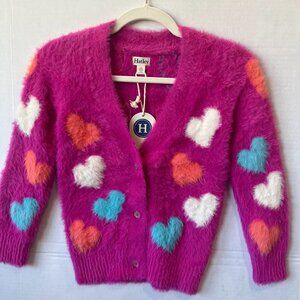 Girl - 7 & 12 - NWT Hatley Jumbo Hearts Boucle Hot Pink Cardigan